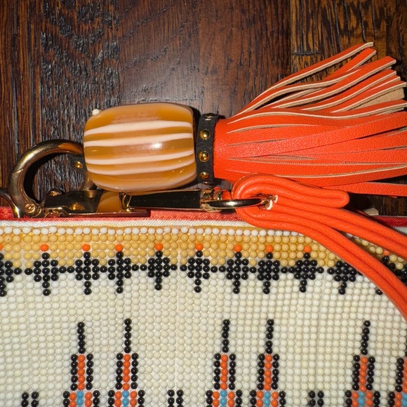 Sondra Roberts Cream and Orange Patterned Clutch - Picture 6 of 6
